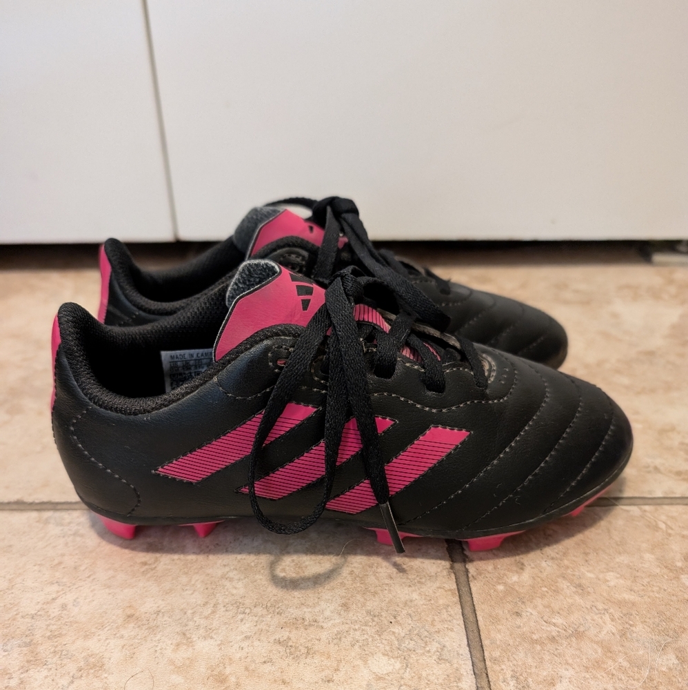 Adidas Kids Black and Pink Soccer Shoes 13.5T